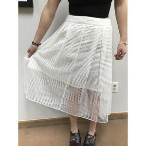 Who What Wear Size 8 White Mesh Birdcage Midi Skirt